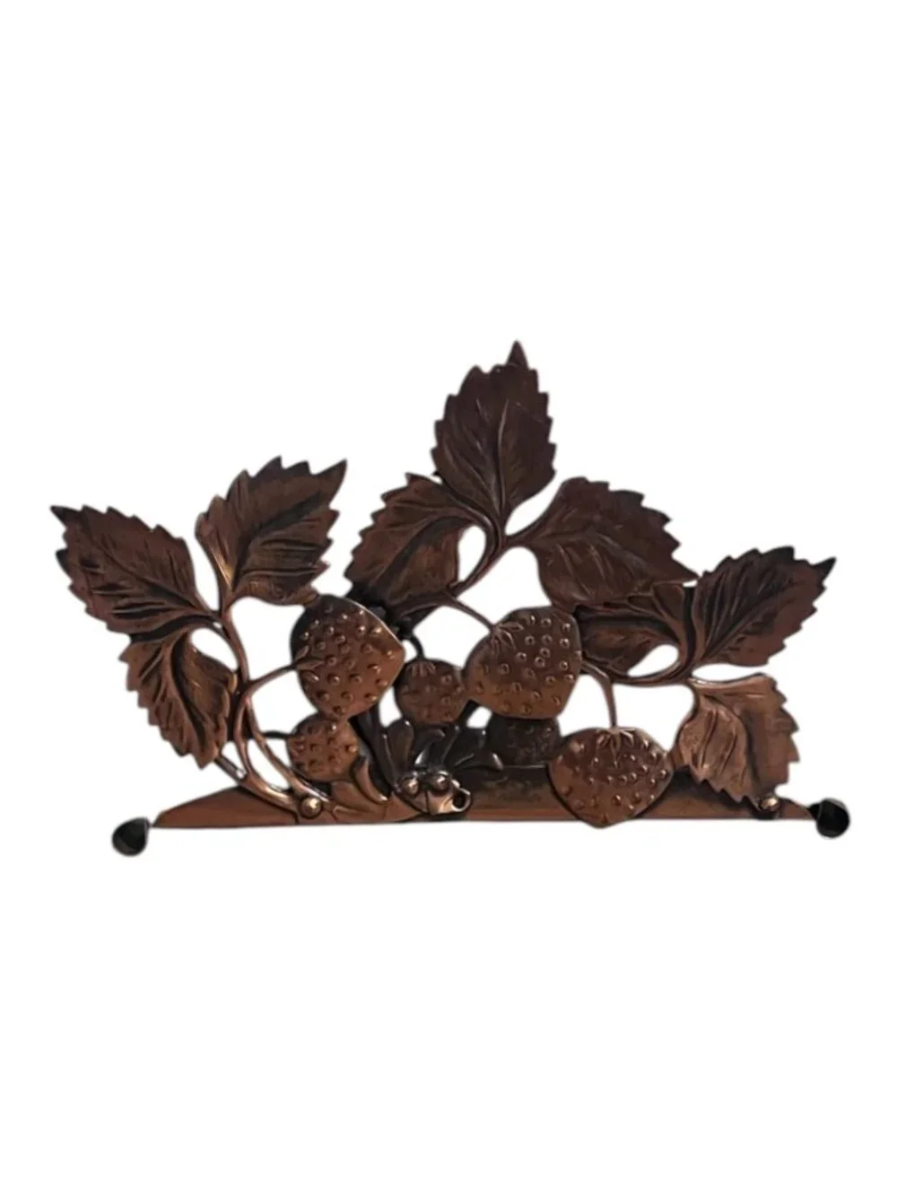 Vtg 1960s Polish Copper Strawberry Napkin Holder Letter Caddy Mid Century Poland